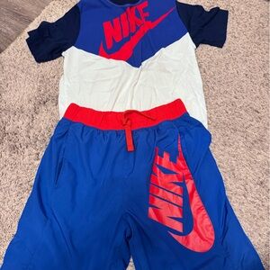 Nike Blue and Red Graphic Tee